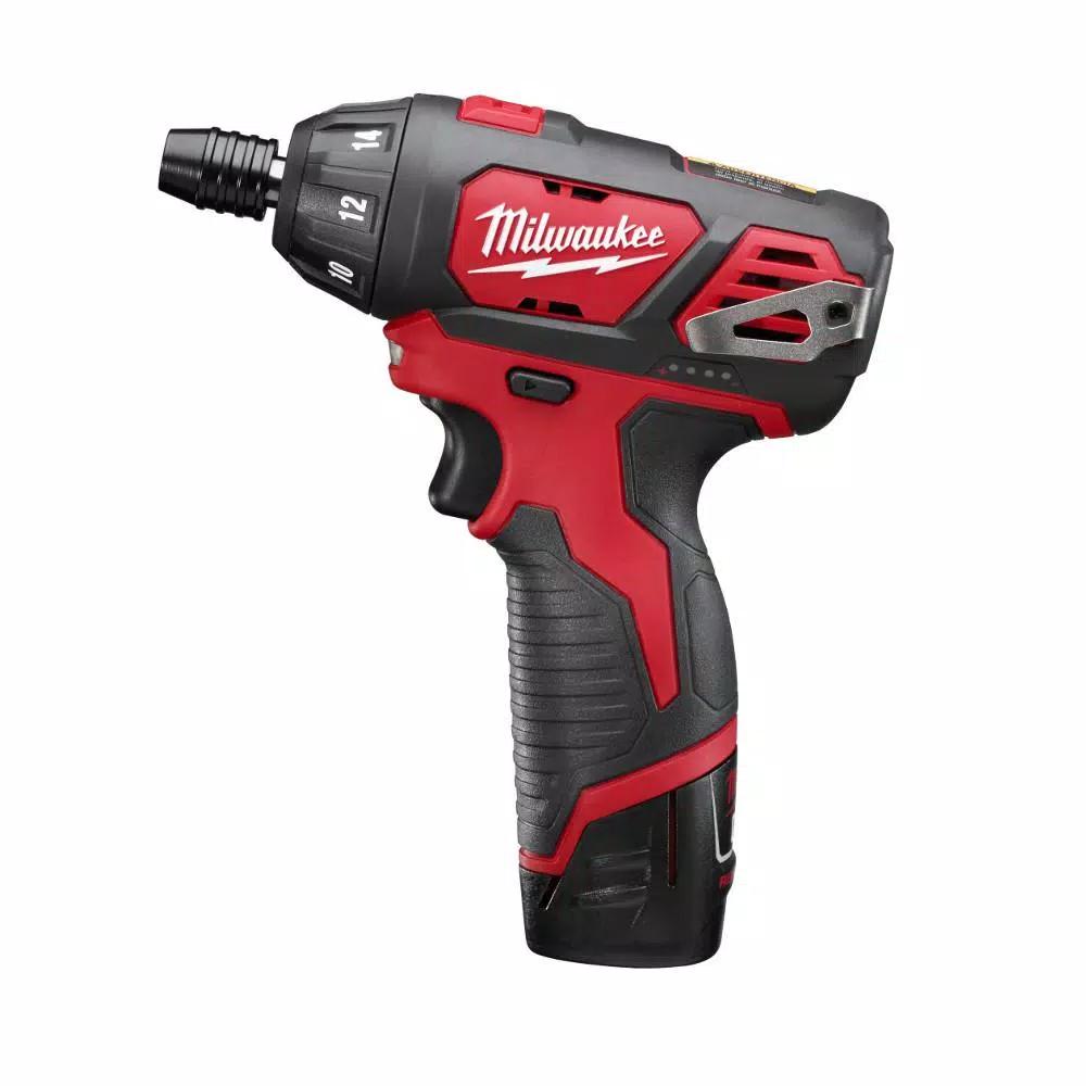 Milwaukee M12 12V Lithium-Ion Cordless 1/4 in. Hex Screwdriver Kit with 45-Piece SHOCKWAVE Bit Set
