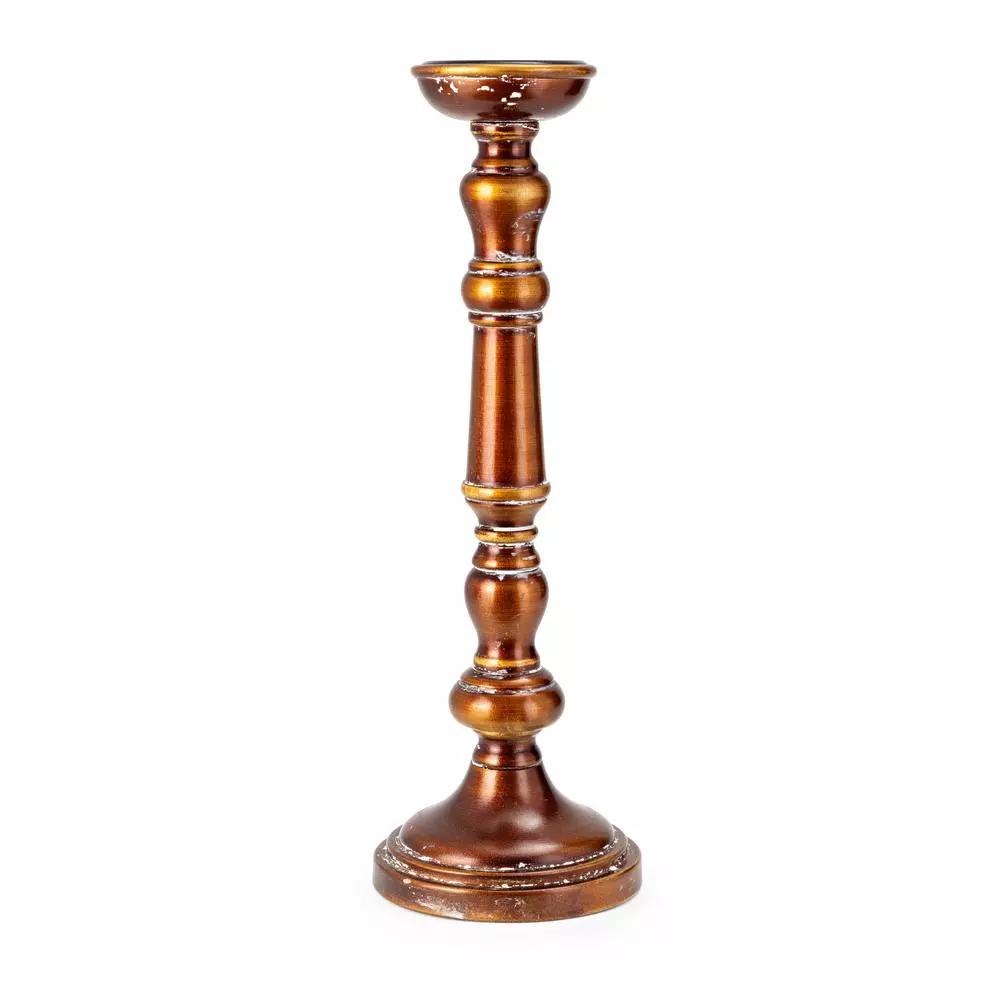IMAX Rozzi Wooden Candle Holders Set of 5 - Rustic Multi-Colored Candlesticks