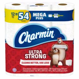 Charmin Ultra Strong Toilet Paper, 2-Ply Mega Plus Rolls, 12 Count Pack thumbnail 4