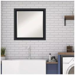 Amanti Art Nero 23 in. Square Beveled Edge Bathroom Vanity Mirror, Black Satin Wood Frame thumbnail 8