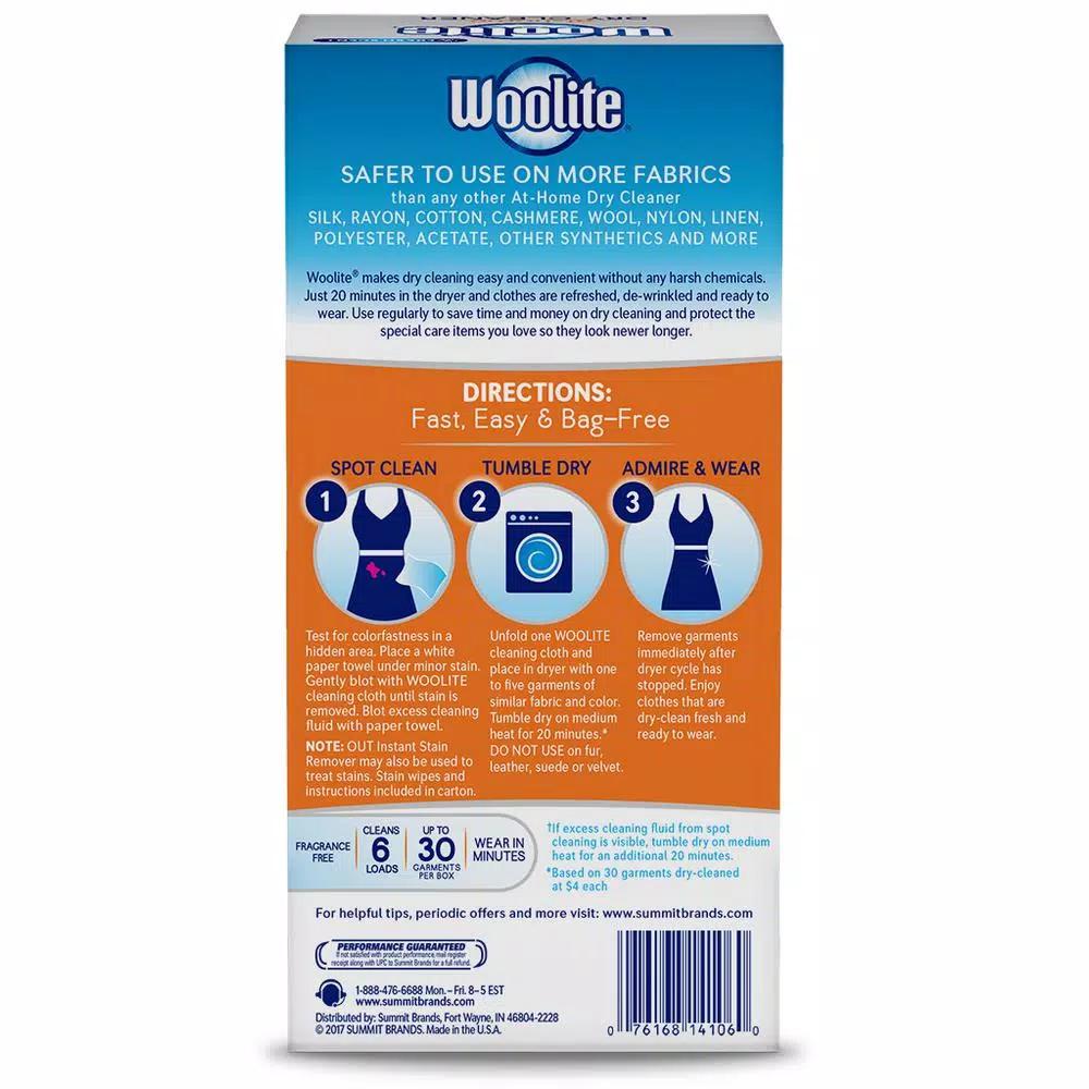 Summit Brands Woolite Fragrance Free At Home Dry Cleaner Dryer Sheets, 24-Count