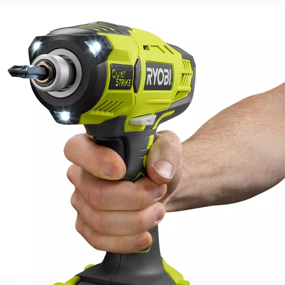 RYOBI 18V ONE+ QuietSTRIKE 1/4 in. Hex Pulse Driver Kit with 1.5 Ah Battery