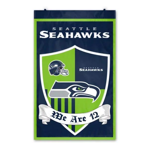 Party Animal, Inc. Seattle Seahawks Team Shield Banner - Embroidered Wall Hanging Tapestry
