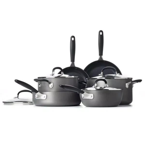 OXO Good Grips 10-Piece Hard-Anodized Aluminum Nonstick Cookware Set, Gray