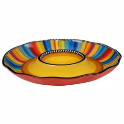 Certified International Sierra 13.5 in. Multicolored Earthenware Chip and Dip Server thumbnail 1