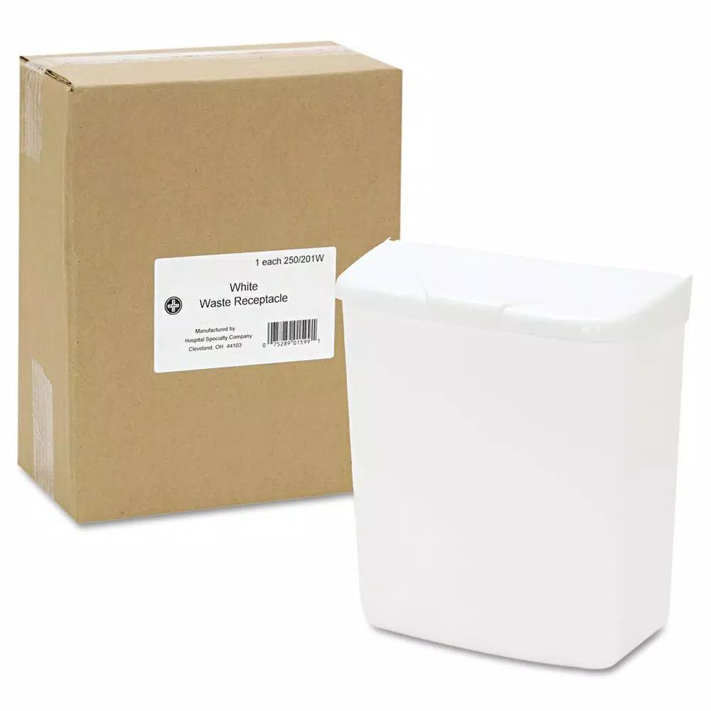 HOSPECO Wall Mount Sanitary Napkin Receptacle, White ABS Plastic, 1 Gallon