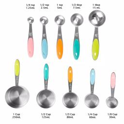Classic Cuisine 10-Piece Stainless Steel Measuring Cups and Spoons Set with Silicone Handles thumbnail 2