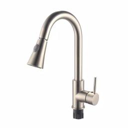 Vanity Art Brushed Nickel Single-Handle Pull-Down Kitchen Faucet with 360 Degree Swivel Spout thumbnail 1