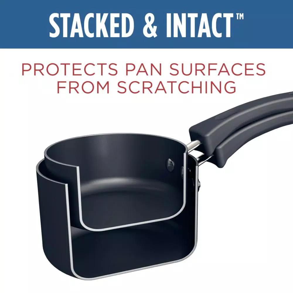Farberware Neat Nest 1-Quart Aluminum Nonstick Saucepan with Glass Lid, Black