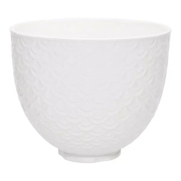KitchenAid 5 Qt. White Mermaid Lace Textured Ceramic Mixing Bowl for Tilt-Head Stand Mixers