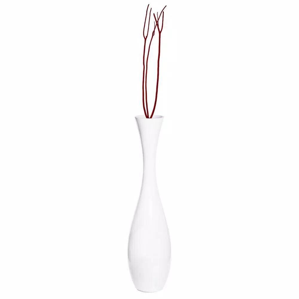 Uniquewise 43.5 in. White Modern Trumpet Floor Vase - Sleek Fiberglass Decorative Vase