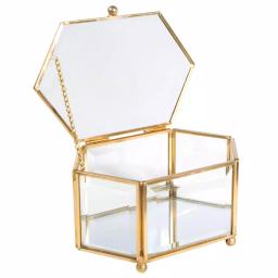 Home Details Vintage Gold Mirrored Diamond Glass Keepsake Box thumbnail 3