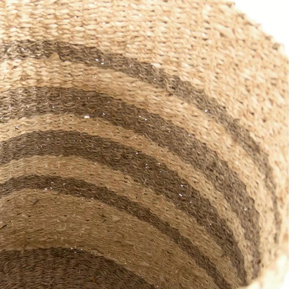 Zentique Handmade Woven Seagrass and Palm Leaf Large Decorative Basket with Handles