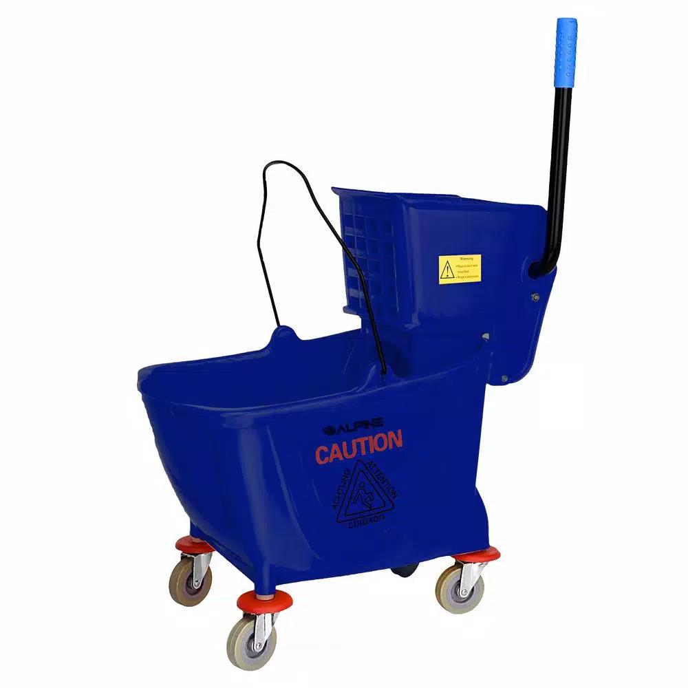 Alpine Industries 36 Qt. Mop Bucket with Side Press Wringer, Blue