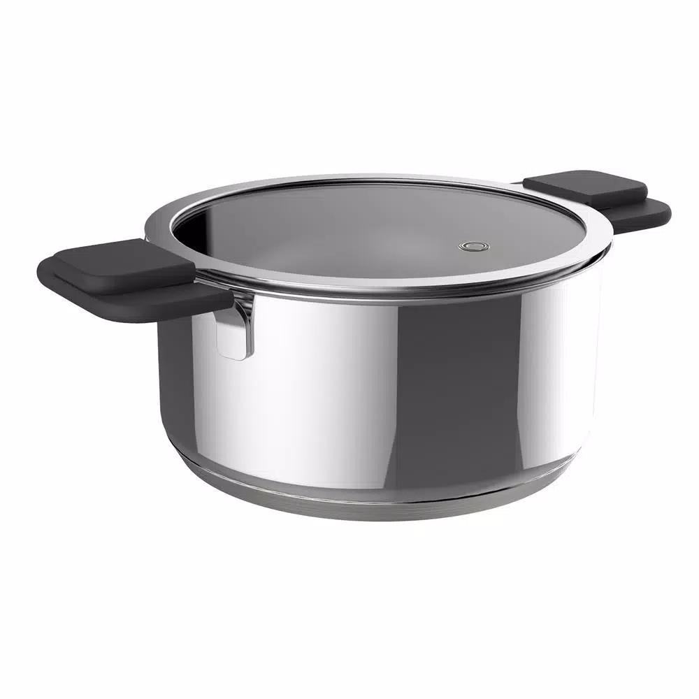 Ozeri 6-Piece Stainless Steel Induction Cookware Set with Patent-Pending Hands-Free Straining Glass Lids
