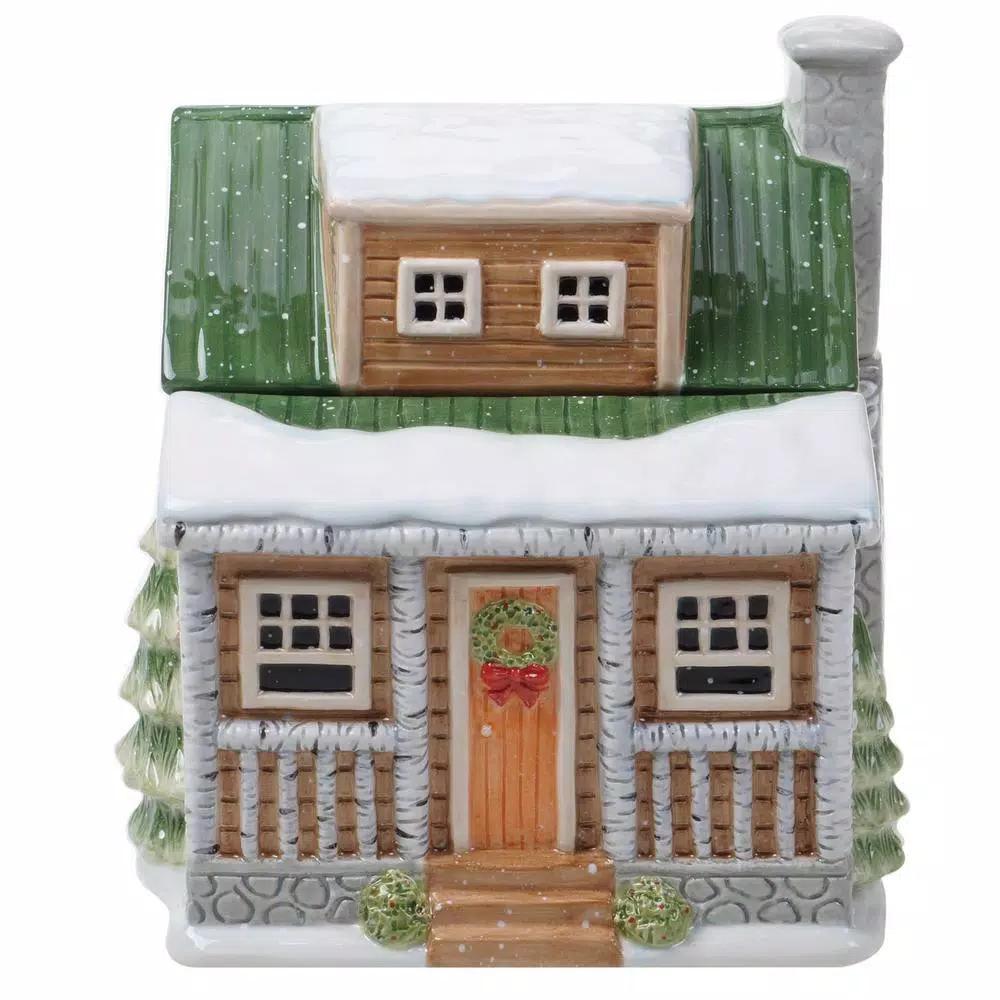 Certified International Winter Forest 3D Lodge Earthenware Cookie Jar, 128 oz.