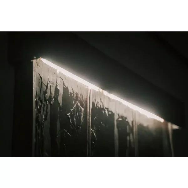 Unbranded XBrand 29 in. Natural Grey Polyresin Wall Fountain with LED Light Belt for Indoor/Outdoor Use