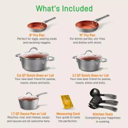 NutriChef 11-Piece Aluminum Nonstick Cookware Set with Gold Lines thumbnail 2