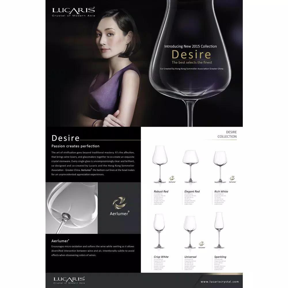 Lucaris Desire Aerlumer Universal 8-Piece Wine Glass Set, 14.25 oz Lead-Free Crystal