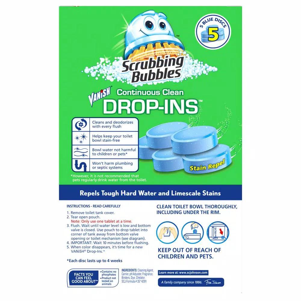 Scrubbing Bubbles Vanish Continuous Clean Toilet Bowl Cleaner Drop-Ins, Blue, 5-Pack (Case of 6)
