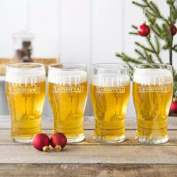 Cathy's Concepts Beer Merry Etched Glass Christmas Pilsner Glasses, 19 oz Set of 4 thumbnail 2