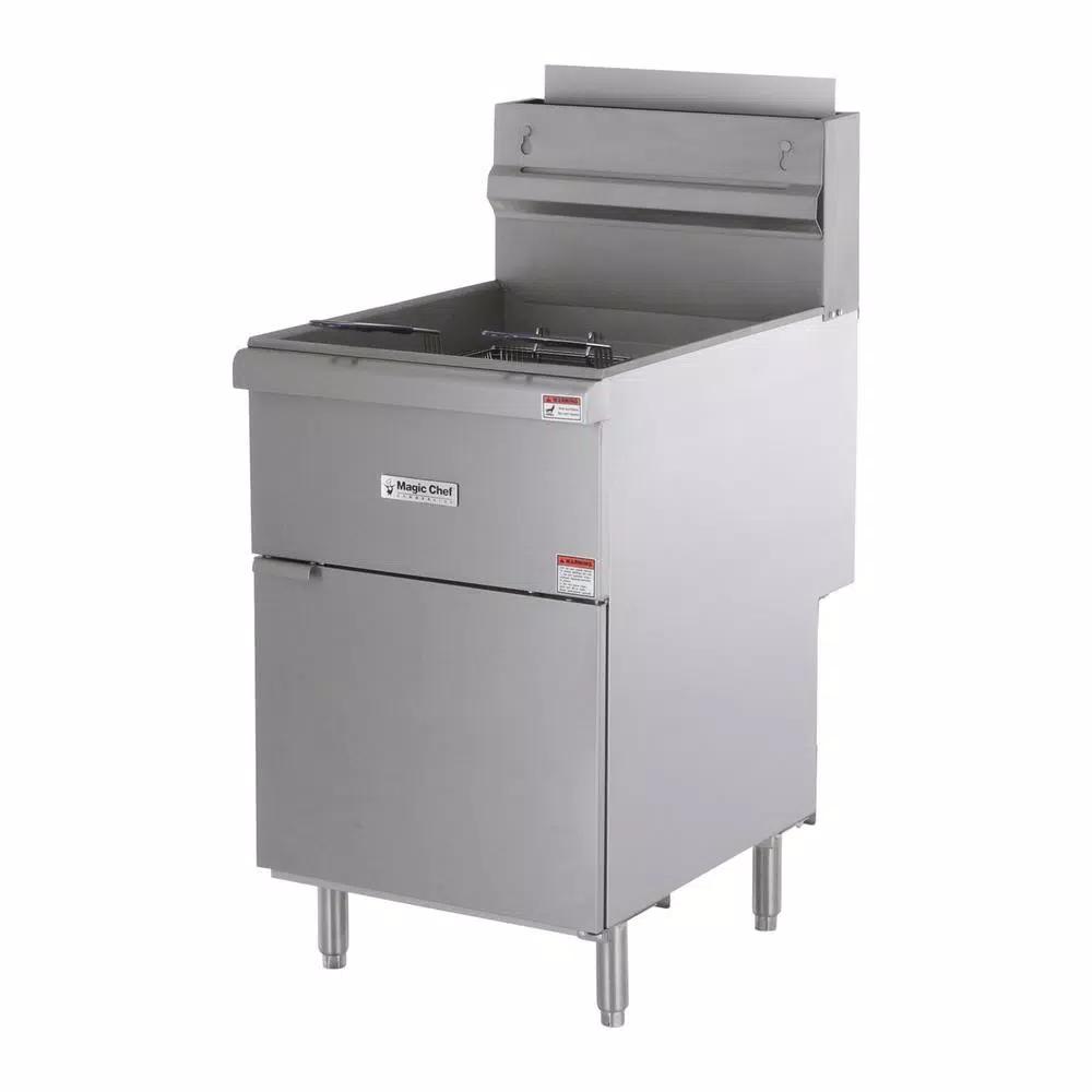 Magic Chef 52 Qt. Stainless Steel Commercial Natural Gas Deep Fryer, 150,000 BTU, 5 Burners