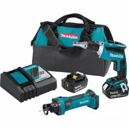 Makita 18V LXT Brushless Drywall Screwdriver & Cut-Out Tool 2-Piece Combo Kit with 5.0Ah Batteries thumbnail 1