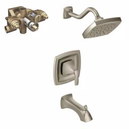 Moen Voss Single-Handle Tub and Shower Faucet with Moentrol Valve, Brushed Nickel thumbnail 1