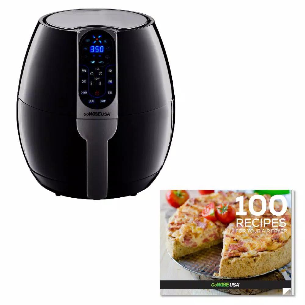 GoWISE USA 5.0 Qt. Black Electric Air Fryer with 8 Presets and Recipe Book