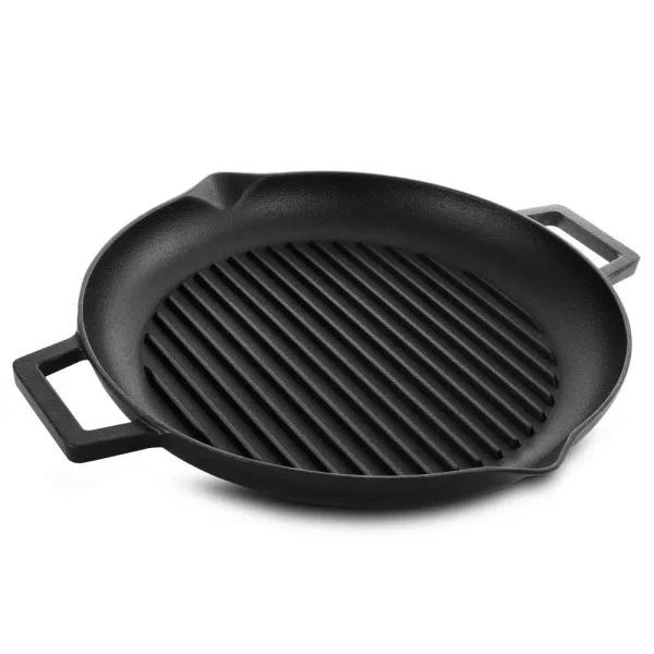 General Store Addlestone 12 in. Cast Iron Grill Pan, Pre-Seasoned Black
