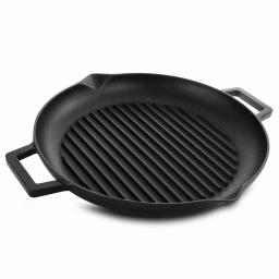 General Store Addlestone 12 in. Cast Iron Grill Pan, Pre-Seasoned Black thumbnail 1