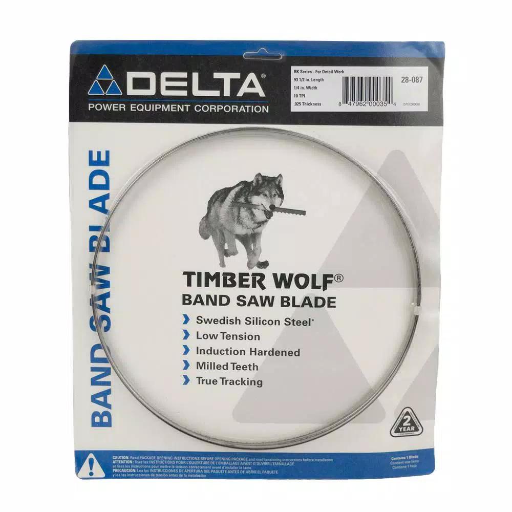 Delta Timber Wolf 93.5 in. x 1/4 in. x 10 TPI Band Saw Blade, Swedish Silicon Steel