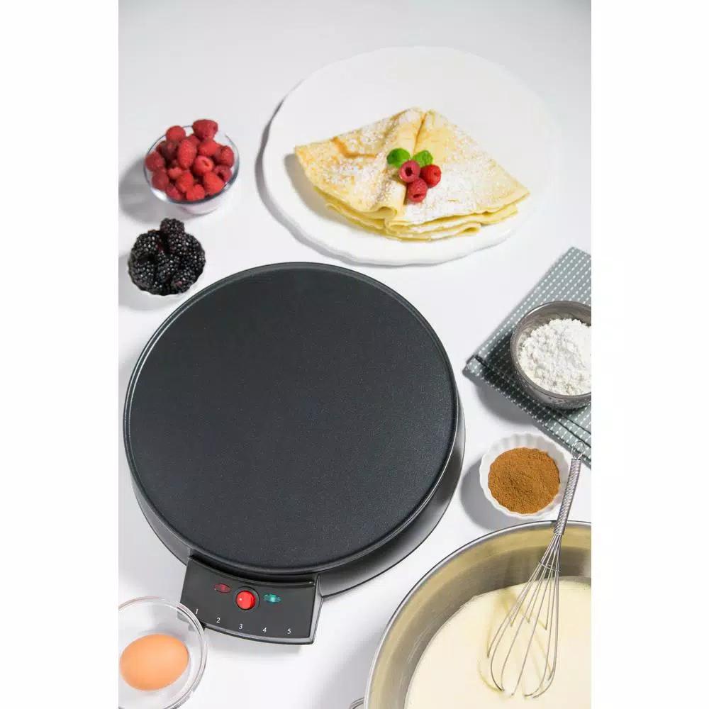 CucinaPro 12 in. Non-Stick Electric Griddle and Crepe Maker, 1000W, Black