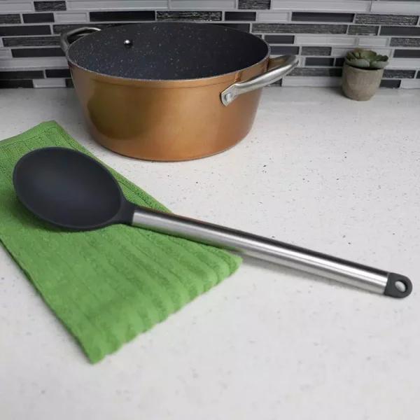 Unbranded Stainless Steel and Silicone Solid Spoon - Black