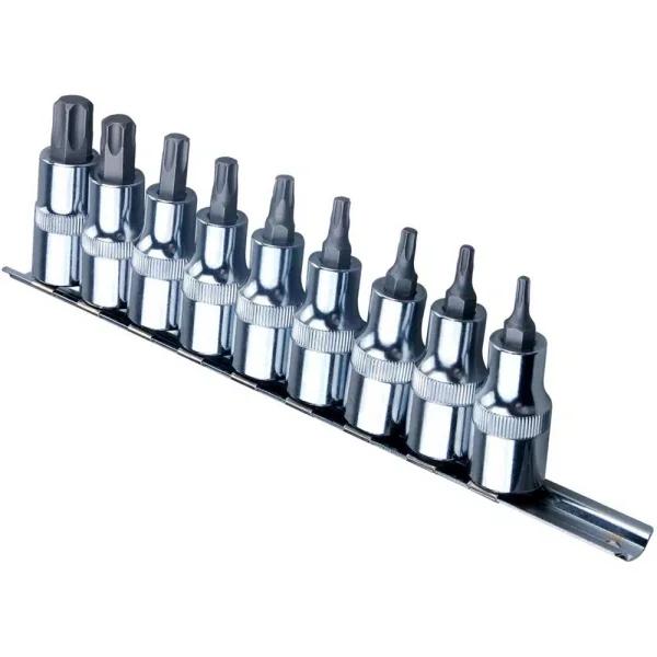 SPEEDWAY 9-Piece 1/2 in. Drive Star Point Bit Socket Set with Storage Rail
