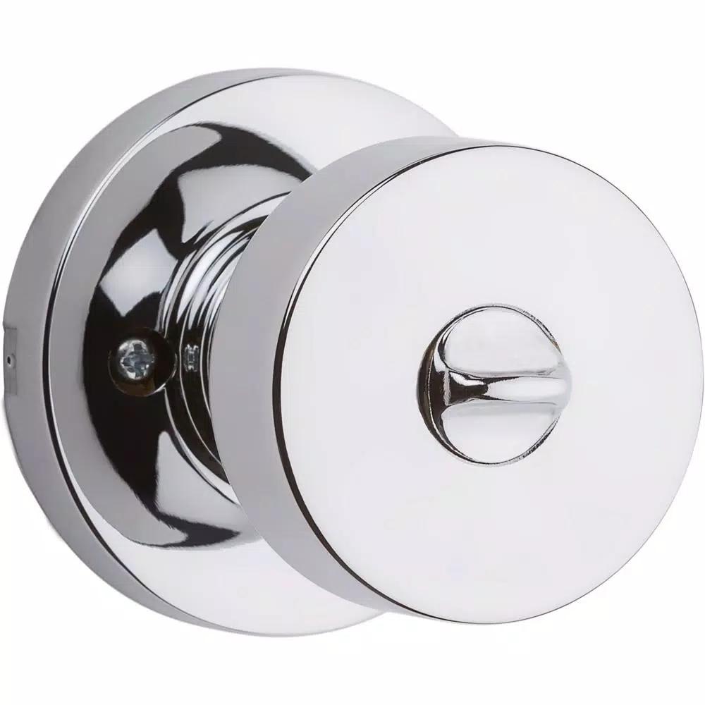 Kwikset Pismo Polished Chrome Round Exterior Entry Door Knob with SmartKey Security