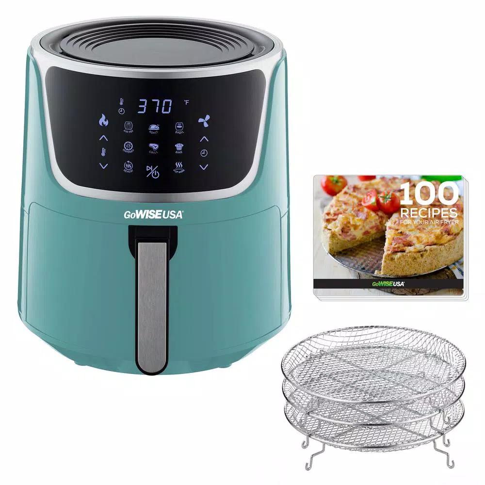 GoWISE USA 7 Qt. Digital Air Fryer with Dehydrator, 8-in-1 Functions and 3 Stackable Racks, Mint