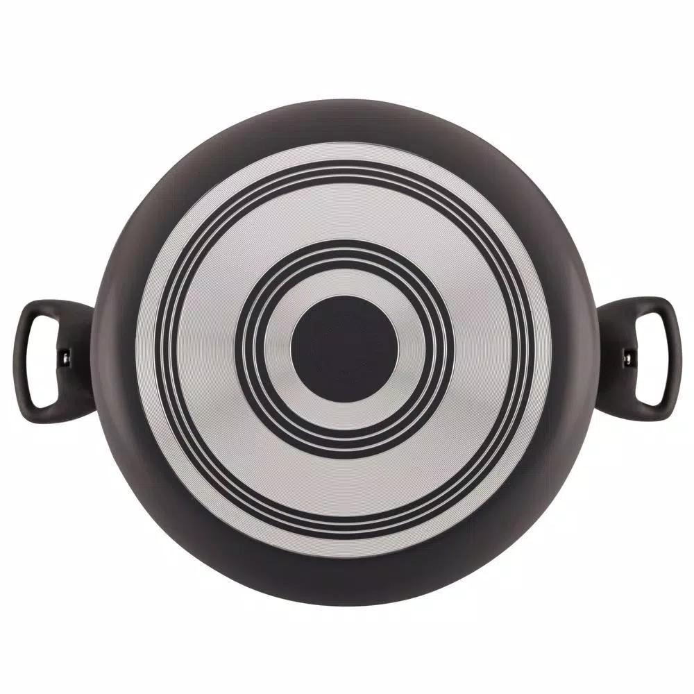 Farberware 10.5 Qt. Aluminum Nonstick Stock Pot with Glass Lid, Black