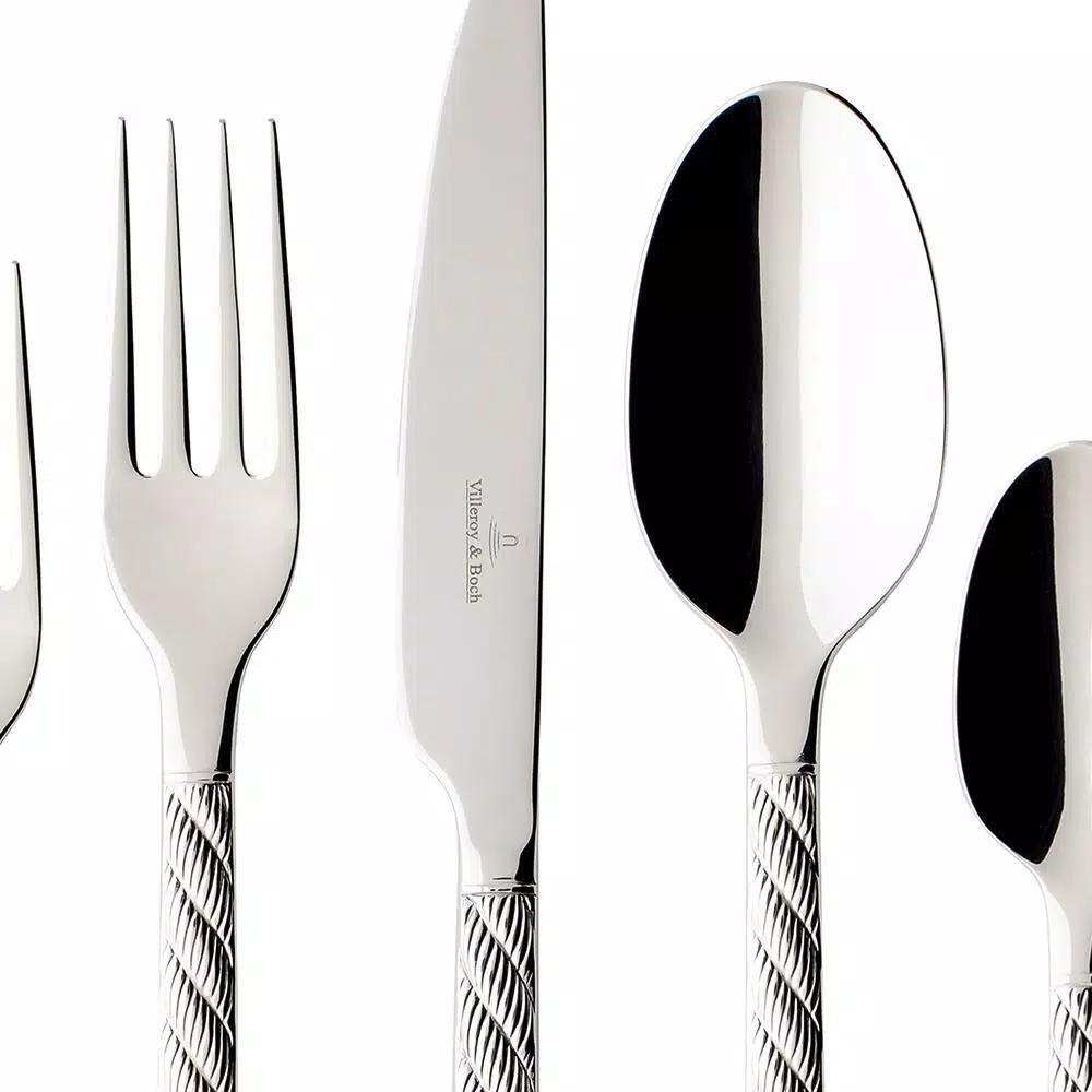 Villeroy & Boch Montauk 5-Piece 18/10 Stainless Steel Flatware Set, Coastal Rope Twist Design, Service for 1