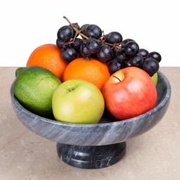 Creative Home Natural Black Marble Fruit Bowl on Pedestal, 10-inch Round Footed Centerpiece thumbnail 7