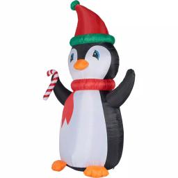 Fraser Hill Farm 10 ft. Penguin and Candy Cane Christmas Inflatable with RGB Lights thumbnail 6
