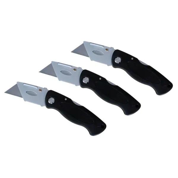 OLYMPIA Tools 3-Piece Folding Utility Knife Set with Aluminum Handles