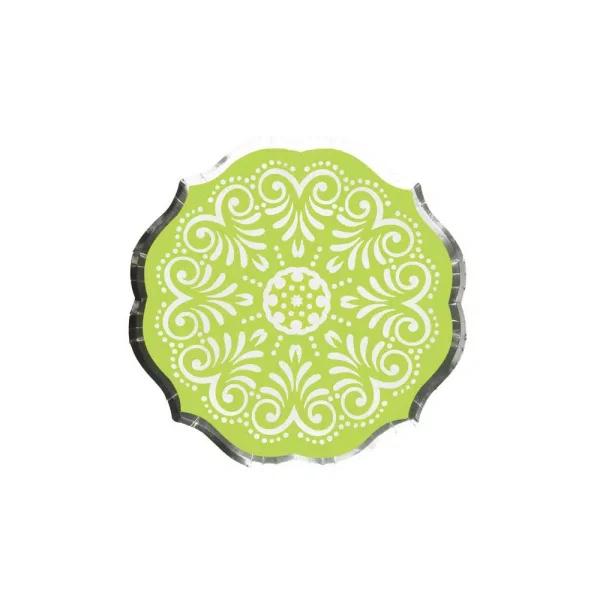 Sugar Plum Party SugarPlum Collection Citrus Lime Green Hexagon Paper Dinner Plates, 32-Piece Set