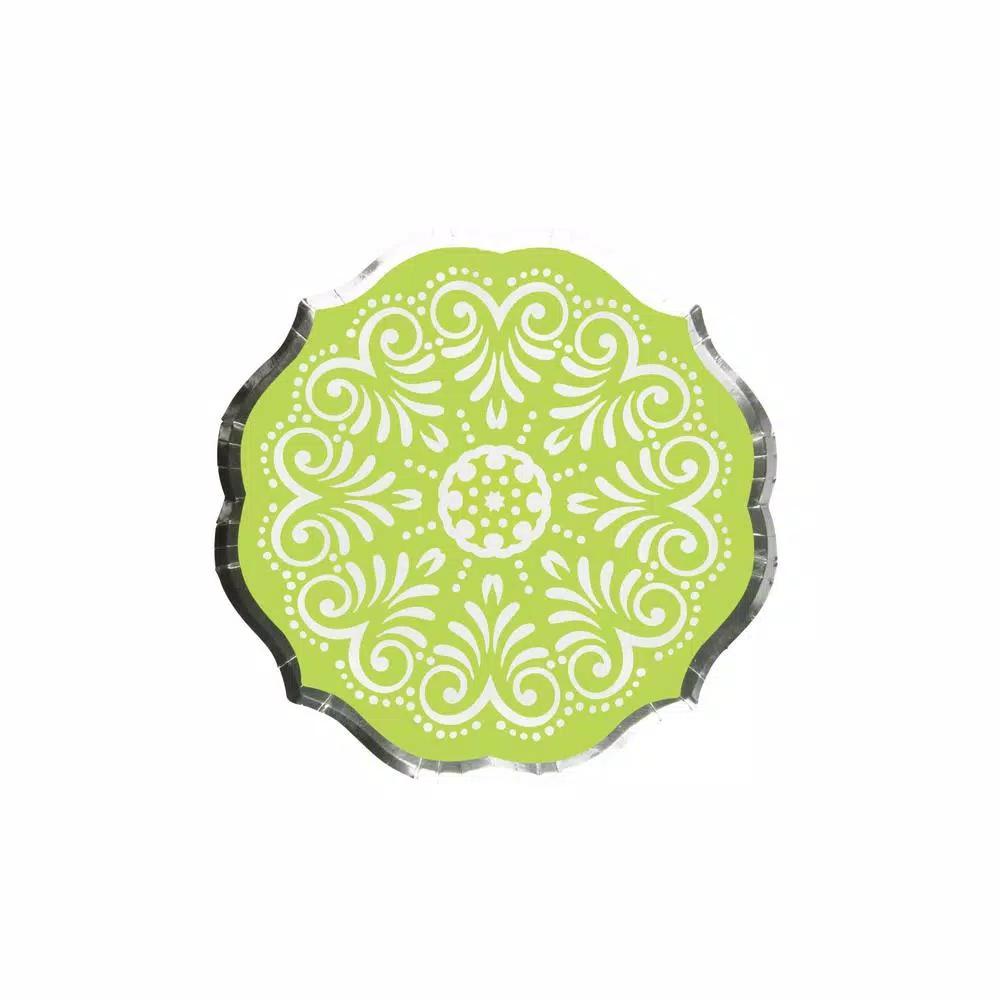 Sugar Plum Party SugarPlum Collection Citrus Lime Green Hexagon Paper Dinner Plates, 32-Piece Set