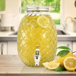 Gibson Home 4.8 Qt Pineapple Shaped Clear Glass Beverage Dispenser with Spout thumbnail 4