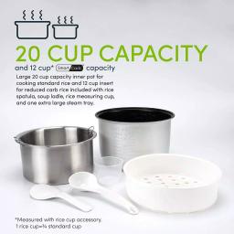 Aroma 20-Cup SmartCarb Digital Rice Cooker and Food Steamer, Stainless Steel thumbnail 6
