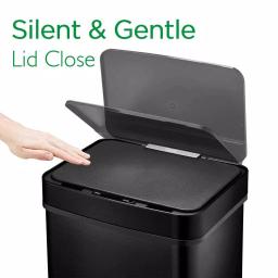 Boyel Living 13 Gallon Stainless Steel Sensor Trash Can - Touch-Free Rectangular Kitchen Bin with Black Lid thumbnail 2