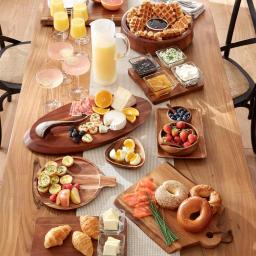 Libbey Acaciawood 5-Piece Antipasto Serving Set with 4 Glass Bowls and Wood Board thumbnail 5