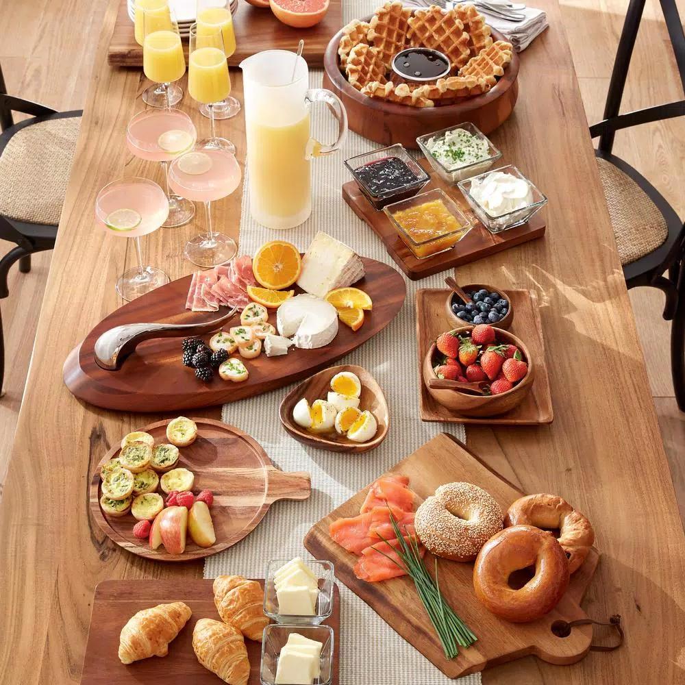 Libbey Acaciawood 5-Piece Antipasto Serving Set with 4 Glass Bowls and Wood Board