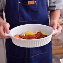 MALACASA 2-Piece White Oval Porcelain Bakeware Set - 9.5 in. and 11.25 in. Ceramic Baking Dishes thumbnail 5